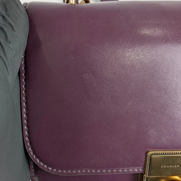 CHARLES & KEITH Boxy Push Lock Purple Crossbody Bag